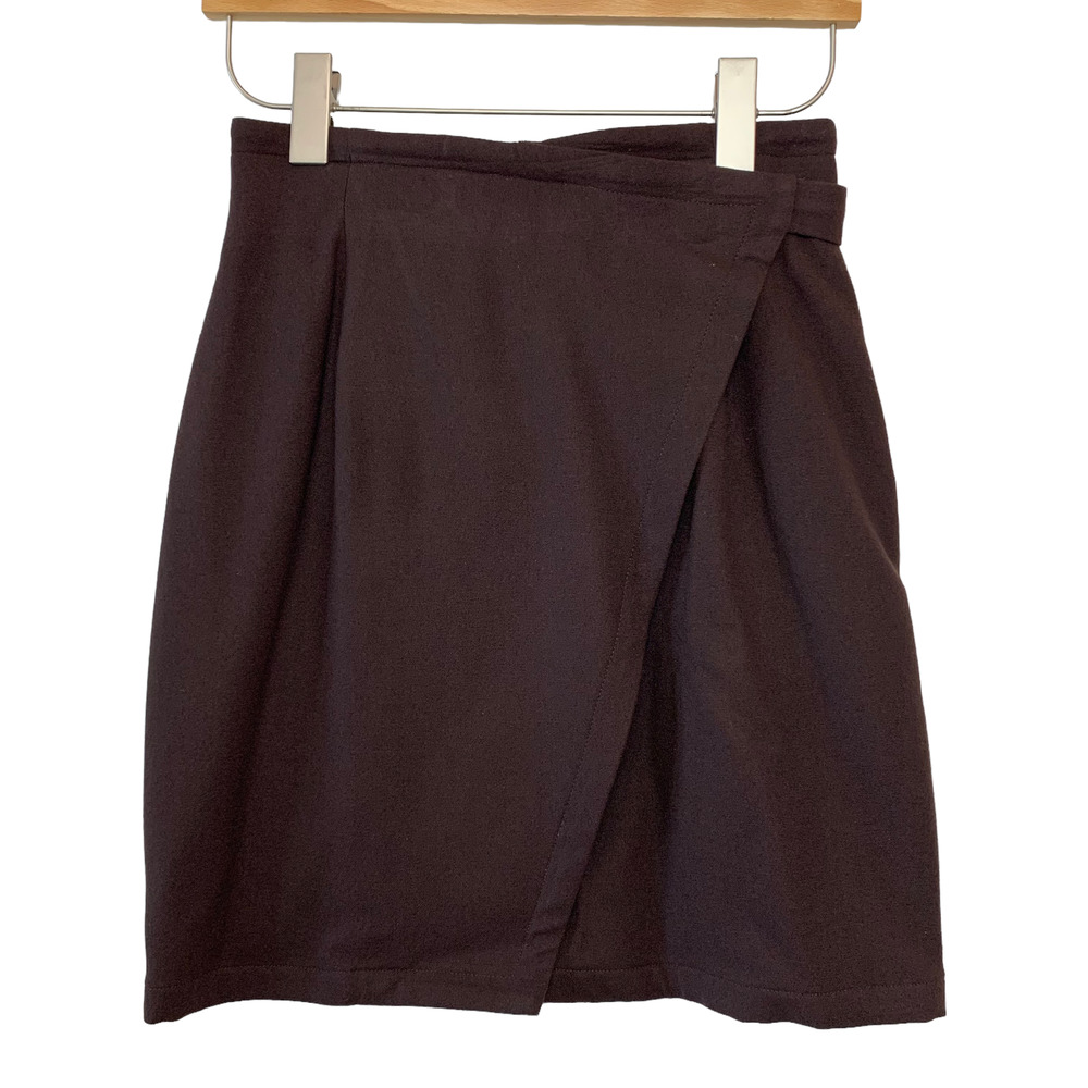 Ann Taylor Black Wrap-Front Mini Skirt